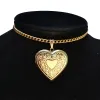 Cadre Photo médaillon 14k or jaune pendentif collier coeur doré Allah croix forme collier ras du cou collier pour femmes hommes bijoux