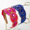 Vintage-Kronen-Haarbänder, vollständig mit Kristallen eingelegt, 4 cm breit, übertrieben glitzernde Stirnbänder für Party, Festival, Geschenk-Stirnbänder