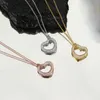 Collana di moda di lusso Designer Gioielli per feste Ciondolo a cuore in argento sterling con diamanti Collane in oro rosa per gioielli da donna a catena lunga in costume