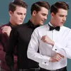 Chemises habillées pour hommes 2024 Chemise à manches longues de haute qualité Tuxedo Col debout Mariage Blanc Bouton de manchette français