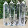 Figuras decorativas CRISTAL Natural transparente Torre de cuarzo Punto de plumas azules Decoración de piedra de piedra Reiki Curación de belleza de alta calidad