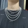 Diamond mrożony w łańcuchu tenisowym Naszyjnik mężczyzn Kobiety Hip Hop One Row Crystal Cuban Jewelry 4 mm Srebrny Złota PBPI