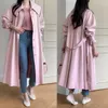 Women's Trench Coats SuperAen 2024 Pink Windbreaker Coat Spring Autumn Style Casual