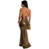 Vestidos casuales Sexy moda mujer vestido de club nocturno femenino Shinny Robe Girl's Skinny Camis Party Vestidos Lady's Backless Long