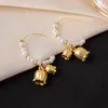 Dangle Earrings Imitation Pearl Bell Orchid For Women's Light Luxury Design Fashion Personalized Flower Drop