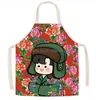 Köksförkläde nordöstra stora blommor kläder förkläde stort blomma kappa förkläde söt anime apron78x60cm