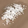 Hair Clips Ceramic Flower Comb Wedding Accessories Bride Headpiece Jewelry Barrettes White Floral Headdresses