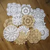 Lot de 12 par motif, 1 pièce, jolie fleur heureuse, motif Crochet, napperons ronds, diamètre 6-7-8-9, fait à la main, tab222d