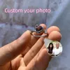 Rings Rose Flower Photo Custom Projection Ring met uw foto Familie Geheugen Geschenk honden Projectie Rings Valentijnsdag Gift