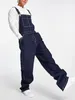 Jeans masculinos mais recentes macacão jeans de tamanho grande sólido azul escuro solto oversized suspender macacão calças