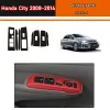 Estilo do carro preto carbono decalque botão de elevação da janela do carro interruptor painel capa guarnição adesivo 4 pçs/set para honda city 2008-2014