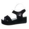 Летние женские сандалии 2024, женская обувь на танкетке, модная римская обувь «рыбий рот», белые, черные туфли