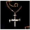 Pendant Necklaces Wholesale- Punk Necklace Trendy Male 18K Gold Color Crucifix Cross Jesus Pendants Men Jewelry Gifts Christmas Gift Dhapo