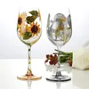 16oz Kerstthema Glazen Goblet Cups handgeschilderde Kerstman Sneeuwpop Rendier Wijnbeker Home Party Drinkware 240127