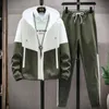 Men's Cardigan JacketsPants Sportwear Sets Men Patchwork Sport Suit Casual Tracksuit Male Couple's Sweat Suits 6 Colors S-5XL 240124