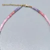 Halsketten Damen Süße romantische facettierte natürliche Edelstein-Halskette Handgefertigter Amethyst-Rosa-Quarz-Halsband Valentinstagsgeschenk Feine Mode