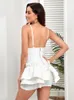 Robes décontractées Beaukey Sexy Blanc Volants Bustier Bandage Robe 2024 Pour Femmes Spaghetti Mini Moulante Night Club Party V Cou Robes