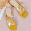 Sandals Fashion Summer Women Chunky Heel Low Square Toe Transparent Trendy For Womens Size 11