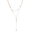 Collane Fashion 925 Sterling Silver Y Shape Double Chain Necklace con CZ Paved Gold Gold Gold Liberate Legger