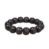 Perles de bouddha sculptées à la main en bois de santal noir, brin avec un seul cercle, atmosphère masculine et féminine, forme ancienne de 15mm