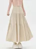 Skirts Vintage Maxi Corduroy Skirt For Women 2024 Autumn Winter Elegant Solid A Line High Waist Pleated Long Female P448