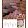 False Nails 24 Pcs Full Cover Long Press On French Tip Fake With Rhinestones