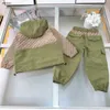 Luxury kids Tracksuits Splicing design baby jacket suit Size 100-160 Autumn Breathable mesh lining coat and pants Jan20