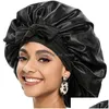 Cuffie da doccia Donna Cappello da notte in raso solido Cappello da notte per la cura dei capelli Berretto da notte per uomo Unisex De Nuit Turbante Consegna a domicilio Ga Dhx5A