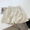 Frauen Shorts Cord Für Frauen Herbst Winter Hohe Taille Breite Bein Lässig Vintage Lose Kurze Hosen Weibliche