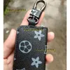 Keychains Lanyards PU Leather Bag Keychains Car Keys Holder Key Rings Black Plaid Brown Flower Pouches Pendant Keyrings Charms for Men Women Gifts 2024