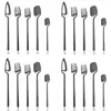 Dinnerware Sets 20Pcs Black Set 18/10 Stainless Steel Tableware Dessert Fork Knife Spoon Cutlery Flatware Dishwasher Safe