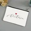 Cosmetic Bags Love Heart Custom Name Bag Trendy Women Makeup Pouch Personalized Travel Lipstick Zipper Clutch Gift For Wedding