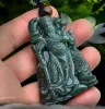 Pendants Vintage Natural Green Hétian Jade sculpté chinois Guangong Lucky Pendant Amulet Collier rétro homme-cadeau de la femme