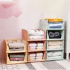 Stackable Clothes Wardrobe Storage Basket Layered Foldable Drawer Type Dormitory Rack Plastic Separator Holders Frame 240125