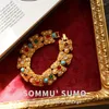 Link-Armbänder Französische Perle Türkis glasierter Edelstein Vintage Antikschmuck für Frauen Gericht Luxus-Armband