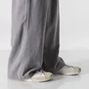 Pantaloni da uomo Pantaloni dritti in vita elastica ampia e casual in tinta unita (nero/grigio/albicocca/bianco/blu scuro)