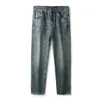 Men's Jeans Spring 2024 American High-End Heavy-Duty Washed Vintage Blue Straight Loose Fashion Wide-Leg Pants