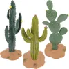 Flores decorativas 3 pçs decoração do escritório cactus estatuetas em miniatura pequena estátua artesanato plantas pvc mesa decoração criança