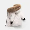 2024 Olekid Winter Down Down For Boys Real Raccoon Fur Fur Shicay Warm Warm Baby Wear Coat 2-12 Years Kids Teenage Parka