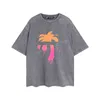 المصمم Mens Pa T-Shirt Luxury Vintage Retro المغسول المطبوعة Palms T Shirts الزاوية الزاوية القصيرة الأكمام الهيب هوب أرفار الشوارع تتصدر ملابس الملابس PA-8