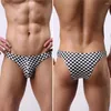 Mutande 1pc Moda uomo Plaid Traspirante Vita bassa Slip bikini sexy Lingerie Intimo U-Convex Pouch Uomo Mutandine