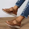 Sandali 2024 moda tinta unita estate scarpe da donna stile romano zeppa piatta cinturino alla caviglia casual