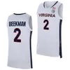 College Virginia Basketball 35 Leon Bond III Maillots Femme Jeune Homme 13 Ryan Dunn 0 Blake Buchanan 2 Reece Beekman 34 Jacob Groves 11 Isaac McKneely Bleu Marine Blanc