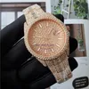 2021 Luxury Fashion Mens Diamond Watch Rose Gold Calender Gold Armband Folding Clasp Master Designer Men Watches18190T