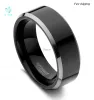 Banden 8mm heren trouwring Tungsten Ring Black gepolijste Sliver afgeschuinde ring verlovingsring gratis verzending