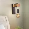 Lâmpada de parede retro ferro madeira vintage arandela e27 interior casa sala jantar quarto decoração cabeceira iluminação móveis