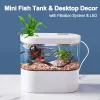 Tanks Mini Desktop Aquarium Miniature Fish Tank with Biochemical Filtration System & LED Small Aquatic Organisms Eco Box Home Decor