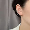 1 peça brincos com clipe de flor de cristal preto com corrente banhado a ouro moda coreana meninas legais sem piercing joias de cartilagem