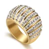 Hip Hop Iced Out Bling Big Arc Ring Female 14k Yellow Gold Cocktail Rings For Women Party Jewelry High Quality