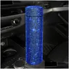 Vattenflaskor Scaonorch 500 ml Diamond Thermos Bottle rostfritt stål Bling Rhinestones Vakuumflaskor kaffekoppbil Tumbler Drop Deli Dhu36